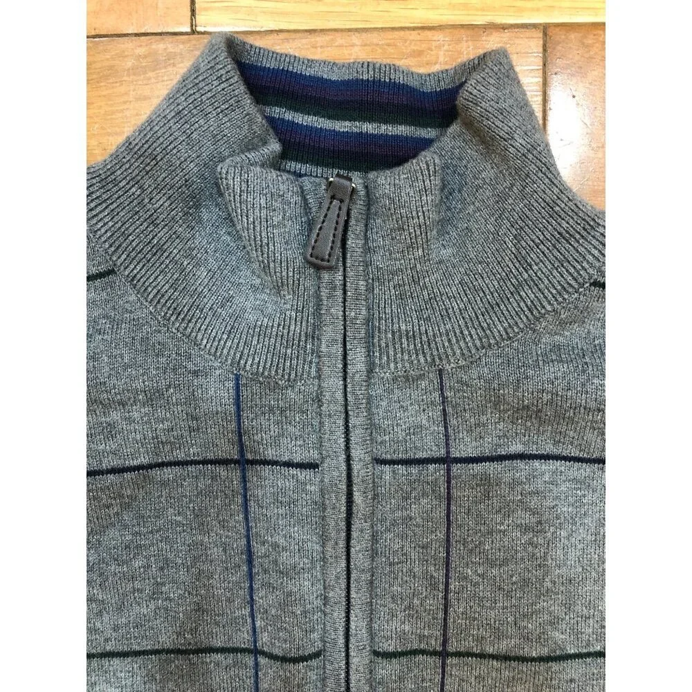 NWT Alan Flusser 100% Cotton 1/4 Zip Mock Neck Long Sleeve Knit Pullover Size M